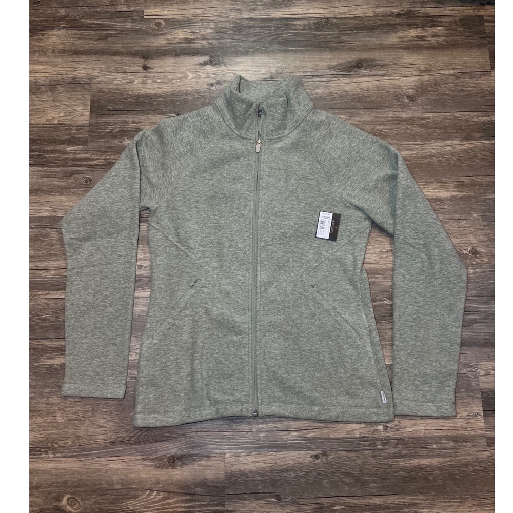 NWT Eddie Bauer Women's S Green Full Zip Fleece Jacket‎ Outdoor Hiking Cozy